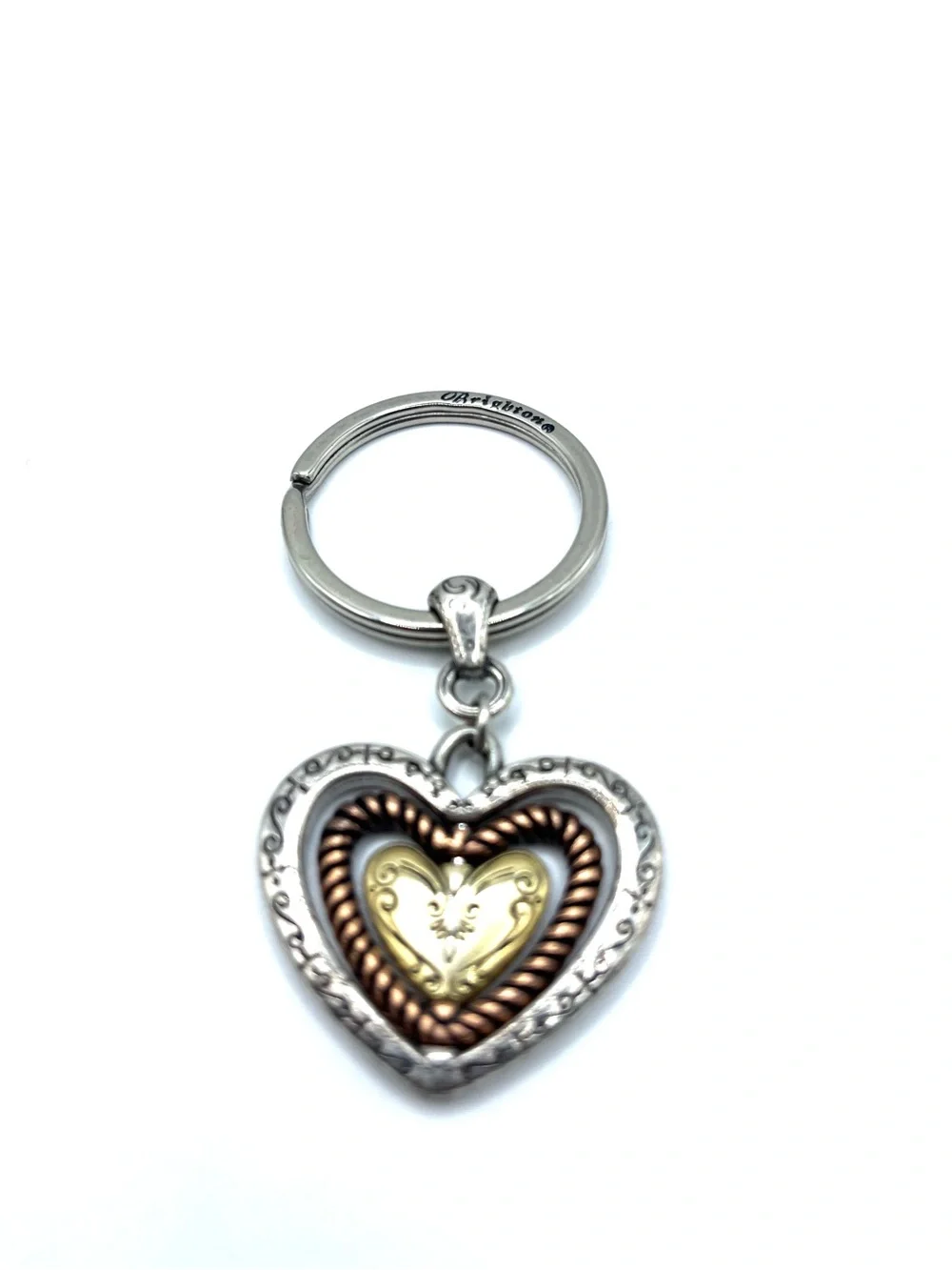Brighton Two-Tone Heart Keyring in Silver and Gold Plated